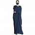 Elegant kaftan abaya with elasticated sleeves- Dark Teal
